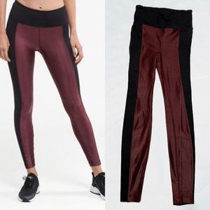 Koral "Breaker" High Waisted Ankle Leggings Wine and Black